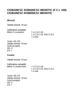 Condiții pt Obținerea Dreptului de Montă pentru Ciobăneștii Românești