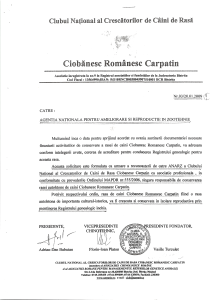 adresă către Agenția națională pentru Ameliorare și Reproductie în Zootehnie
