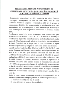 Necesitatea reluării programului de ameliorare genetică a rasei de câini denumită Ciobănesc Românesc Carpatin